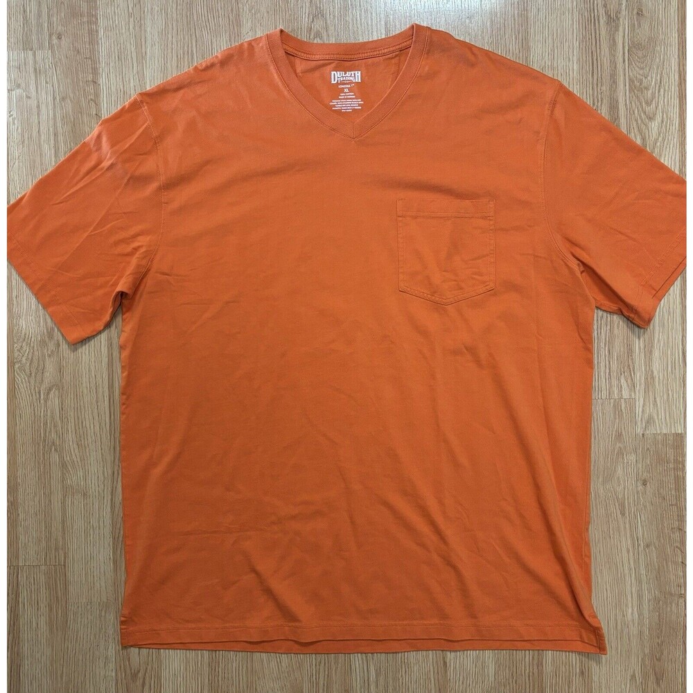 Duluth Trading Company Shirt XL Orange Longtail Pocket Short Sleeve Crewneck EUC